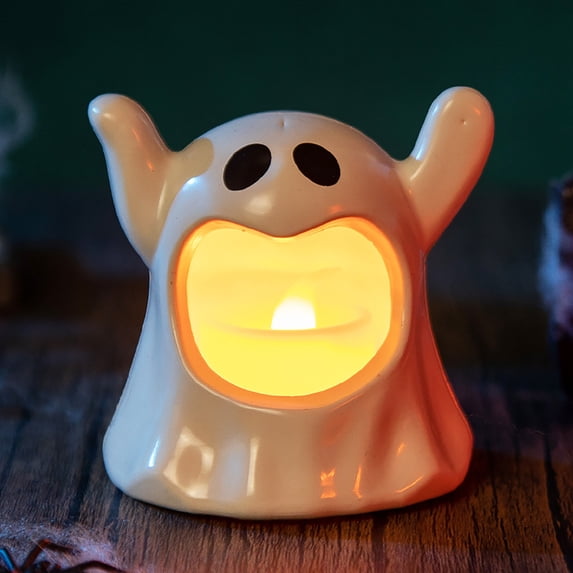 UNLLLL Halloween Flameless Candles Lamp, Cute Ghost Design, LED Flameless Candle, Battery Operated LED Candles Lamp, for Halloween Home Decoration Gifts