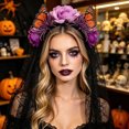 thumbnail image 1 of UNLLLL Halloween Large Rose Headband with Sheer Overlay, Gothic Bride Hair Accessory, Fancy Dress Costume Prop, for Themed Parties and Events (Purple), 1 of 7