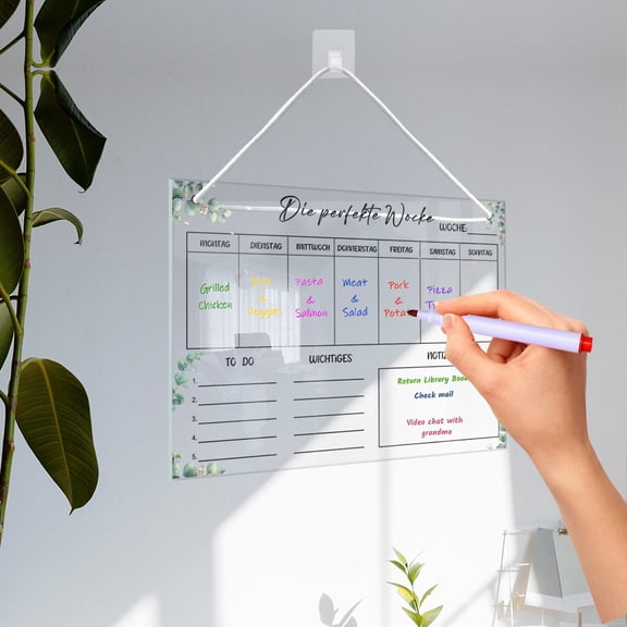 UNLLLL Hanging Erasable Acrylic Weekly Plan Note Board Lanyard Message Board Monthly Plan Memo Board 6ML, for Students and Office Workers