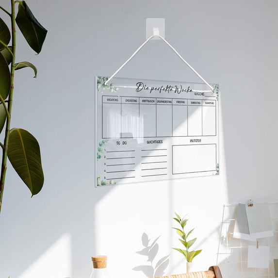 UNLLLL Hanging Erasable Acrylic Weekly Plan Note Board Lanyard Message Board Monthly Plan Memo Board, for Students and Office Workers