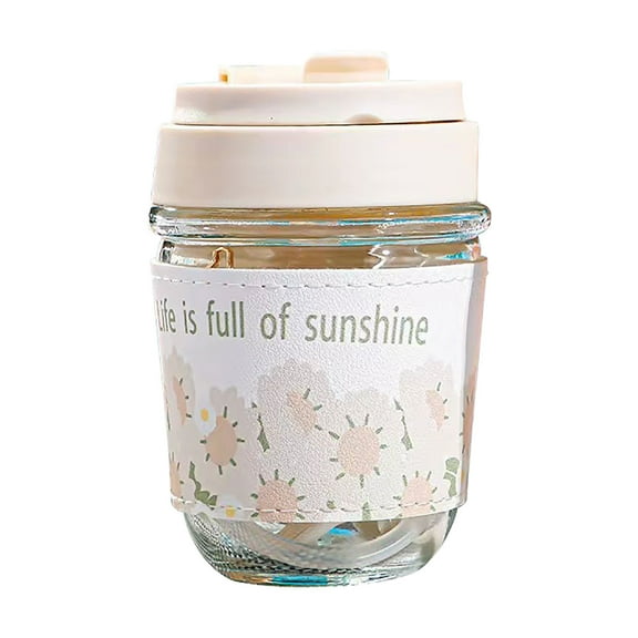 UNLLLL High Beauty Pearl Chain Water Cup Glass Water Cup Small Fresh Portable Straw Cup, for Parties and Other Occasions