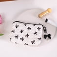 thumbnail image 1 of UNLLLL High End Bow Shaped Cosmetic Bag, Small Capacity Lipstick Pouch and Cute Coin Purse, Portable Mini Makeup Organizer with Zipper, for Travel and Daily Carry (White), 1 of 6