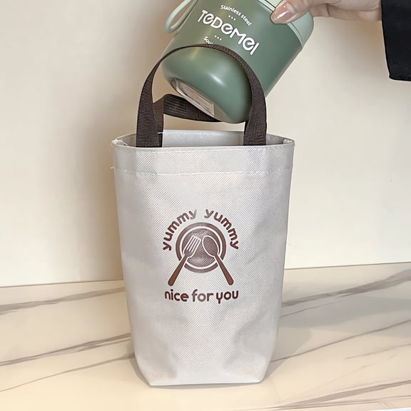 UNLLLL Insulated Cup Bag Lunch Bag Student Lunch Bag Portable Picnic Lunch Box Bag Oxford Cloth Drawstring Bag Portable Soup Cup Bag, for Students to Use at School or at Home