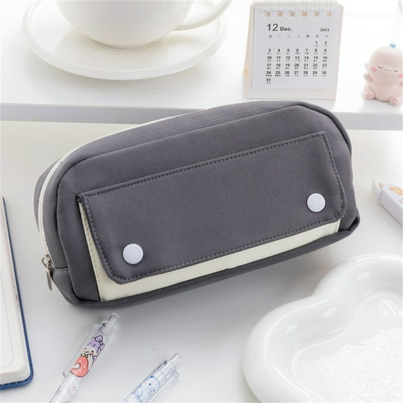 UNLLLL Multifunctional Nylon Pencil Case Double Layer Large Capacity Pencil Case, for Students and Office Workers