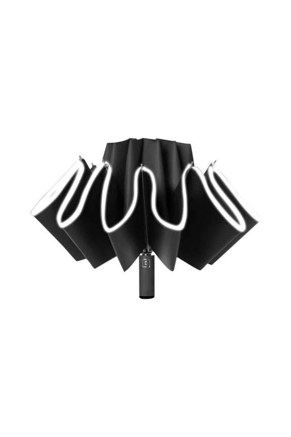 Opposite Direction Folding Umbrella Reflective Stripe Windproof Fully Automatic Compact 10 Rib Travel Umbrella Diameter 41 Inch, for Rain Day and Shine