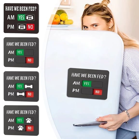 UNLLLL Pet Feeding Reminder Magnet, Dog Food Tracker Sticker for Fridge, Sliding Yes No Indicator, Acrylic Sign for Home Kitchen, to Prevent Overfeeding and Track Meals (Style D)