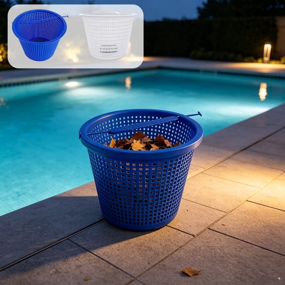 UNLLLL Pool Skimmer Replacement Filter Basket, Thickened Rigid Plastic Grid Basket with Handle, Standard Size for Pools Hot Tub Pond Leaves Debris Trap (White)