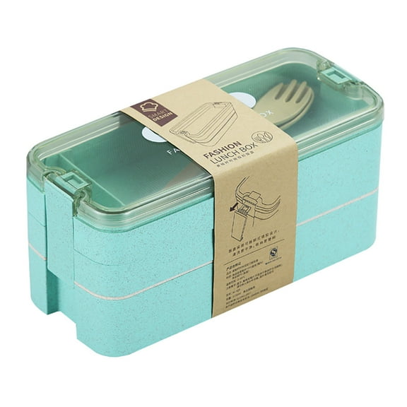 UNLLLL Portable 3 Layer Microwave Bento Lunch Box Spoon Food Container Storage Box, for School Season, Office Workers