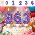 thumbnail image 1 of UNLLLL Purple Sequins Glitter Number Candle, 0 to 9 Digit Birthday Cake Topper Candles, Insert Type Safe Burning Candle, for Anniversary Celebration Birthday Party Decor (3), 1 of 7