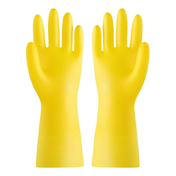 UNLLLL Reusable Rubber Dishwashing Cleaning Gloves For Kitchen Bathroom Non Slip Grippy Long Dish Washing Gloves With Flocked Cotton Liner Flexible Waterpr, for Indoor or Outdoor