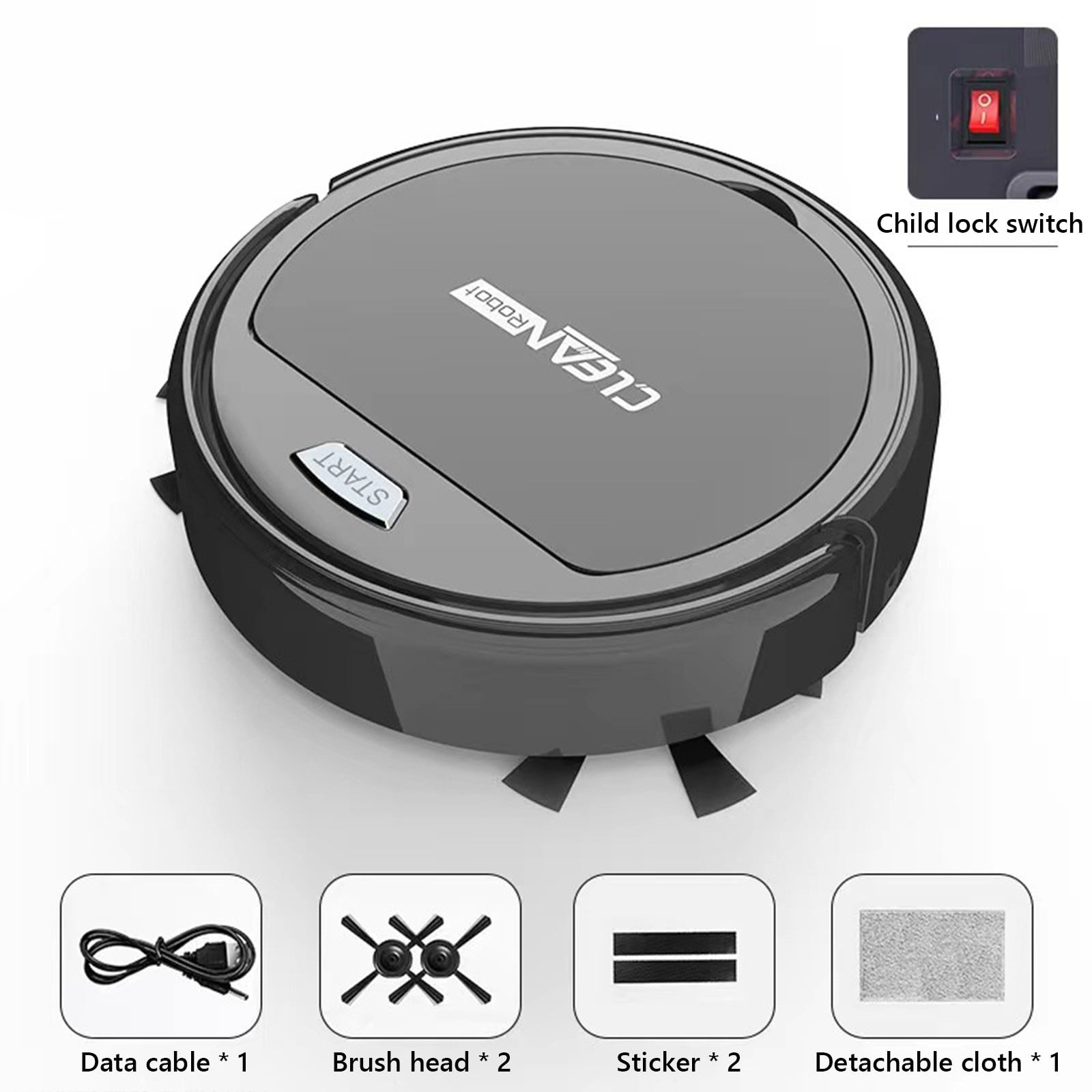 UNLLLL Robot Vacuum And Mop Combo, 3 In 1 Robotic Vacuum Cleaner With Dustbin/Brush, Blocked By Hair, Ideal For Hard Floor/Pet, for Room, Bedroom, Desktop
