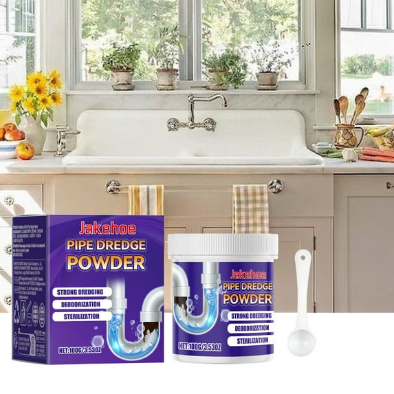 UNLLLL Sewer Unclogging Powder Household Kitchen And Bathroom Drains Blockage Prevention Unclogging Deodorization Pipe Cleaning Powder 100g, Suitable for Daily Use at Home