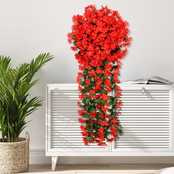 UNLLLL Simulated Violet Wall Hanging, 2 Pcs Artificial Fake Hanging Flowers, 18 Head Hydrangea Decorative Flower, for Outside Home Planter Porch Patio