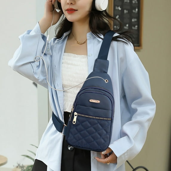 UNLLLL Small Crossbody Sling Bag for Men Women, Anti-theft Chest Crossbody, Large Capacity, Oxford Fabric Waterproofing Chest Bag, for Outdoors Hiking Traveling, Blue