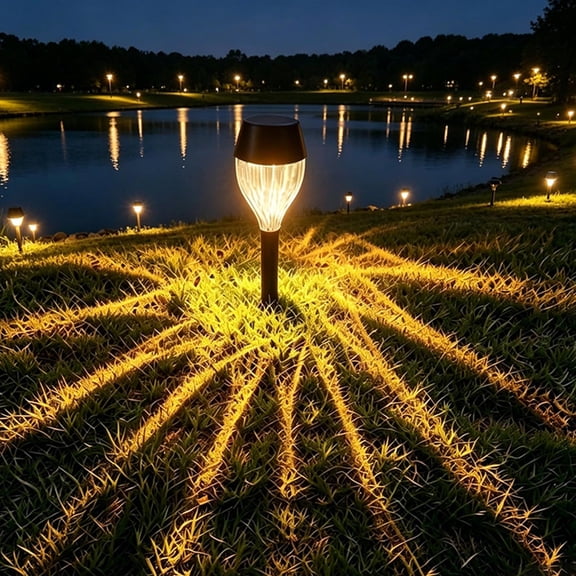 UNLLLL Solar Ground Insert Light Waterproof, Automatic Charging Stake Lawn Lamp, for Outdoor Courtyard Garden and Landscape Decor (Warm Light)