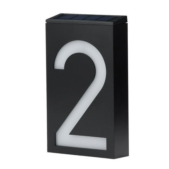 UNLLLL Solar House Number Light Doorplate, Solar Lighted LED House Numbers for Outside, Building Door Wall Address Numbers Lamp Sign, for Home Hotel and Business (Digital 2)