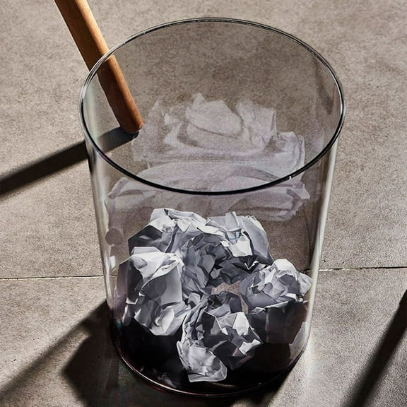 UNLLLL Transparent Medium Trash Can, 1 Pcs 12L Plastic Wastebasket Trash Can, Simple Style, for Office, Kitchen, Vanity Tabletop, Bedroom, Bathroom