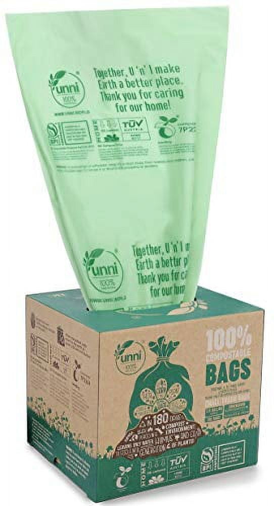 UNNI ASTM D6400 100 Compostable Trash Bags, 2.6 Gallon, 9.84 Liter