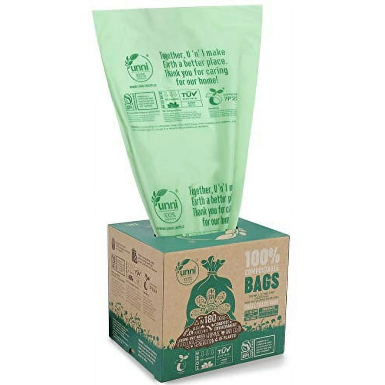 Unni ASTM6400 Certified 100% Compostable Bags, 2.6 Gallon, 100 count