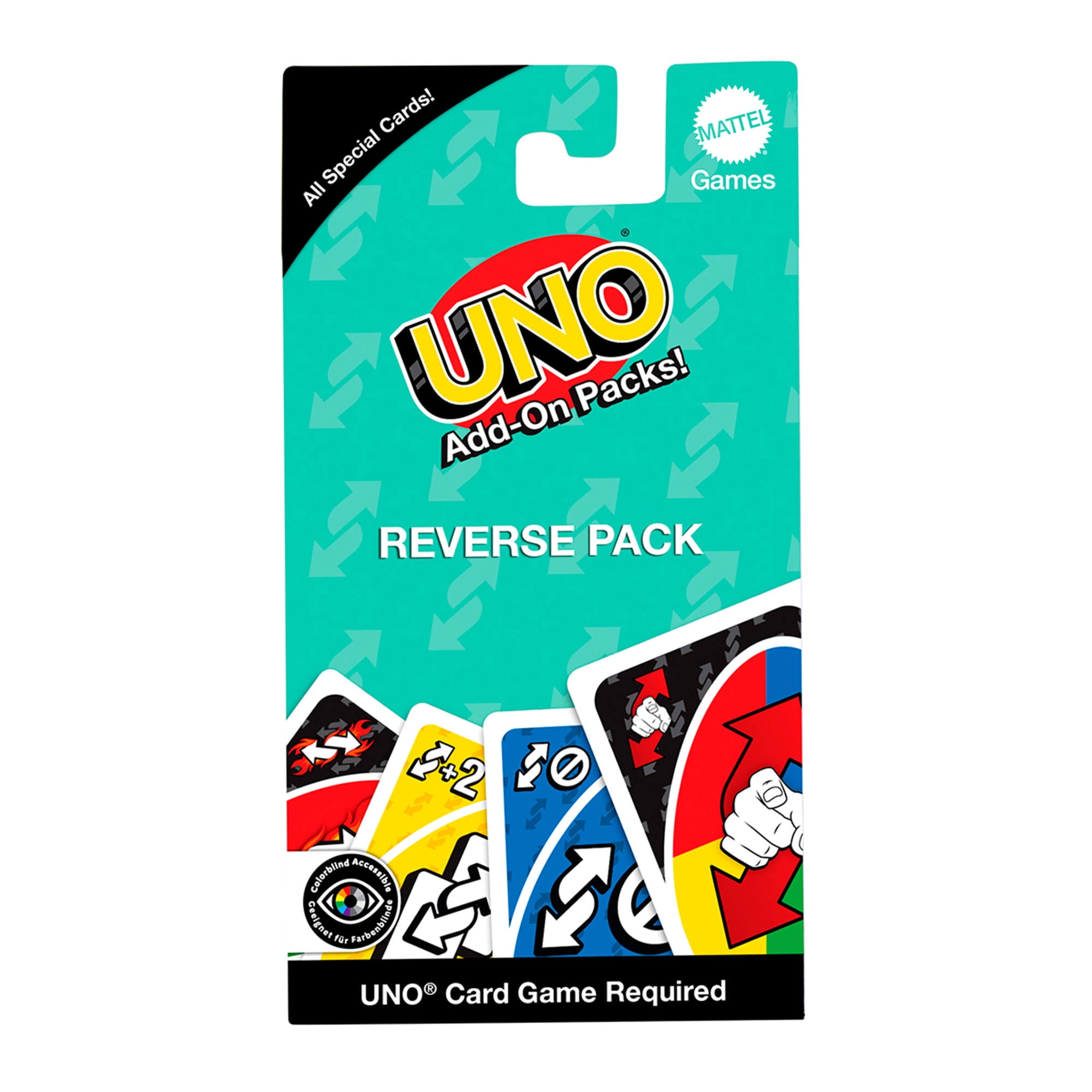 UNO Add-on-Packs Reverse Pack Card Game for Kids, Family & Game Nights, Travel, Camping & Parties
