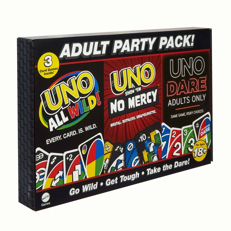 UNO All Wild, UNO Show 'em No Mercy, UNO Dare Adults Only 3 Card