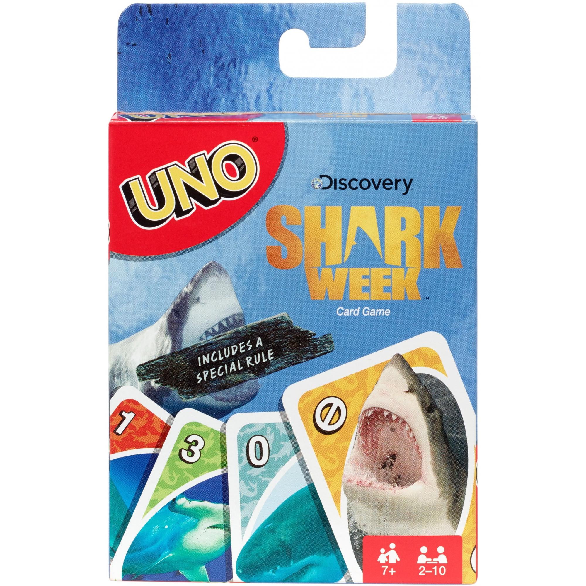 UNO Card Game, Shark Week Theme, for 2 to 10 Players Ages 7 Years and Older