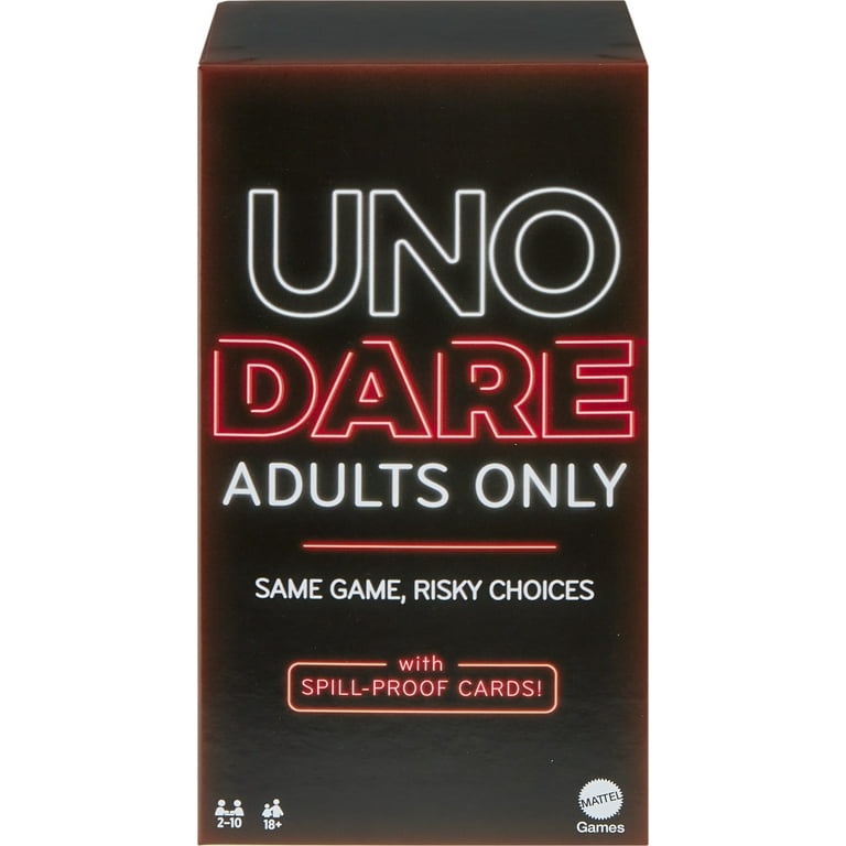 UNO Dare Adults Only Card Game, 2-10 Players, Waterproof Cards and Dice for  Game Night 