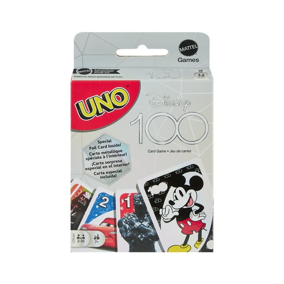 UNO Disney 100 Card Game for Kids, Featuring Disney Characters, Collectible Foil Card