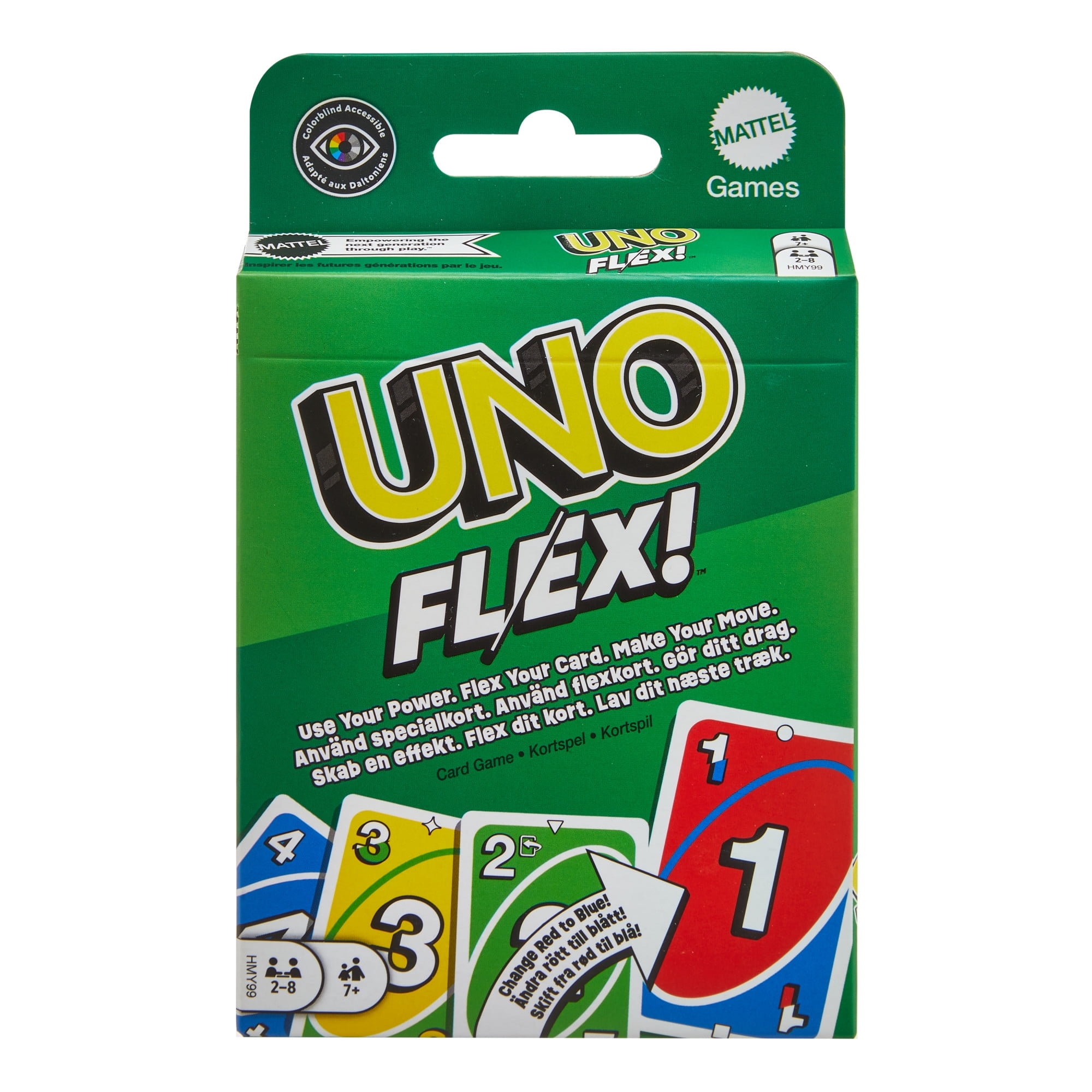 UNO Flex Card Game for Family Game Night, 2 to 8 Players, Fun for Adults and Kids