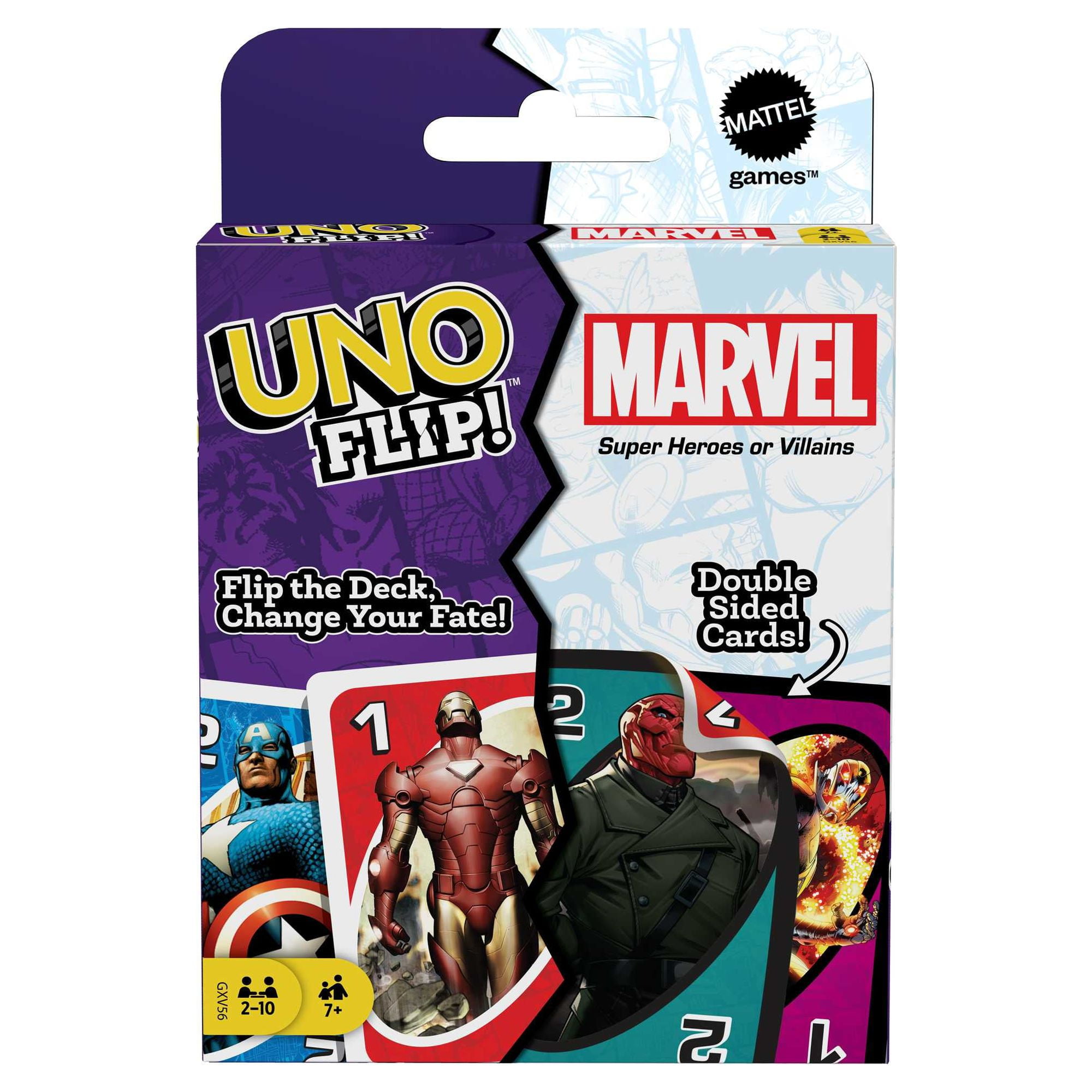 UNO Flip! Marvel Card Game for Kids, Adults & Family Night with  Double-Sided Cards 