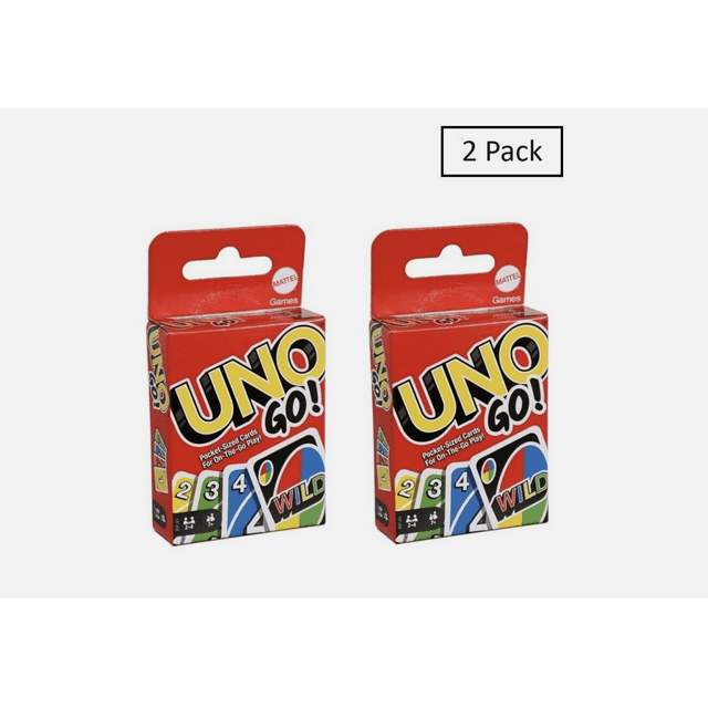 UNO GO! 2 Pack, Card Game for Kids Adults, Fun Mini PocketSized Travel