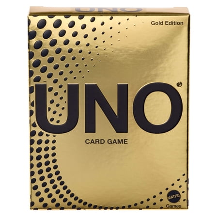 UNO Card Game Gold Edition for Kid, Adult & Family Nights, Collectible Deck with Foil Accents