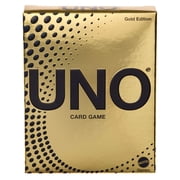 UNO Card Game Gold Edition for Kid, Adult & Family Nights, Collectible Deck with Foil Accents