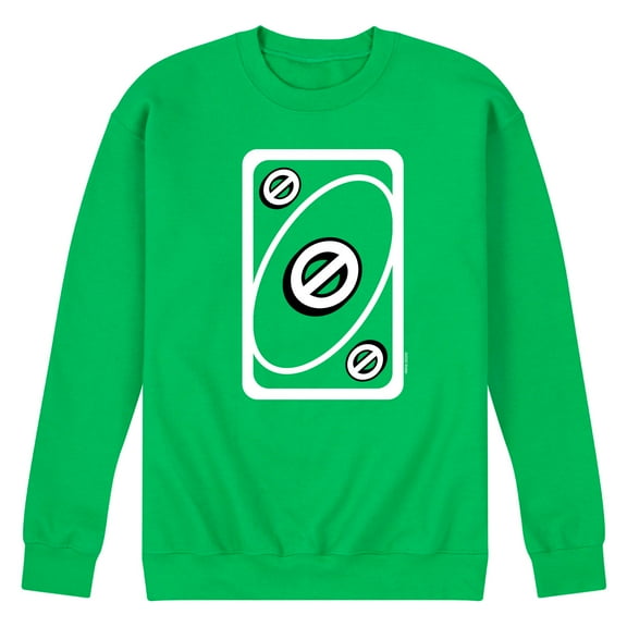 UNO Green Skip Card - Men's Crew Neck Fleece Pullover