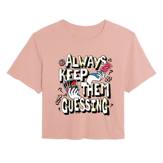 UNO - Keep Them Guessing - Juniors Cropped Graphic T-Shirt