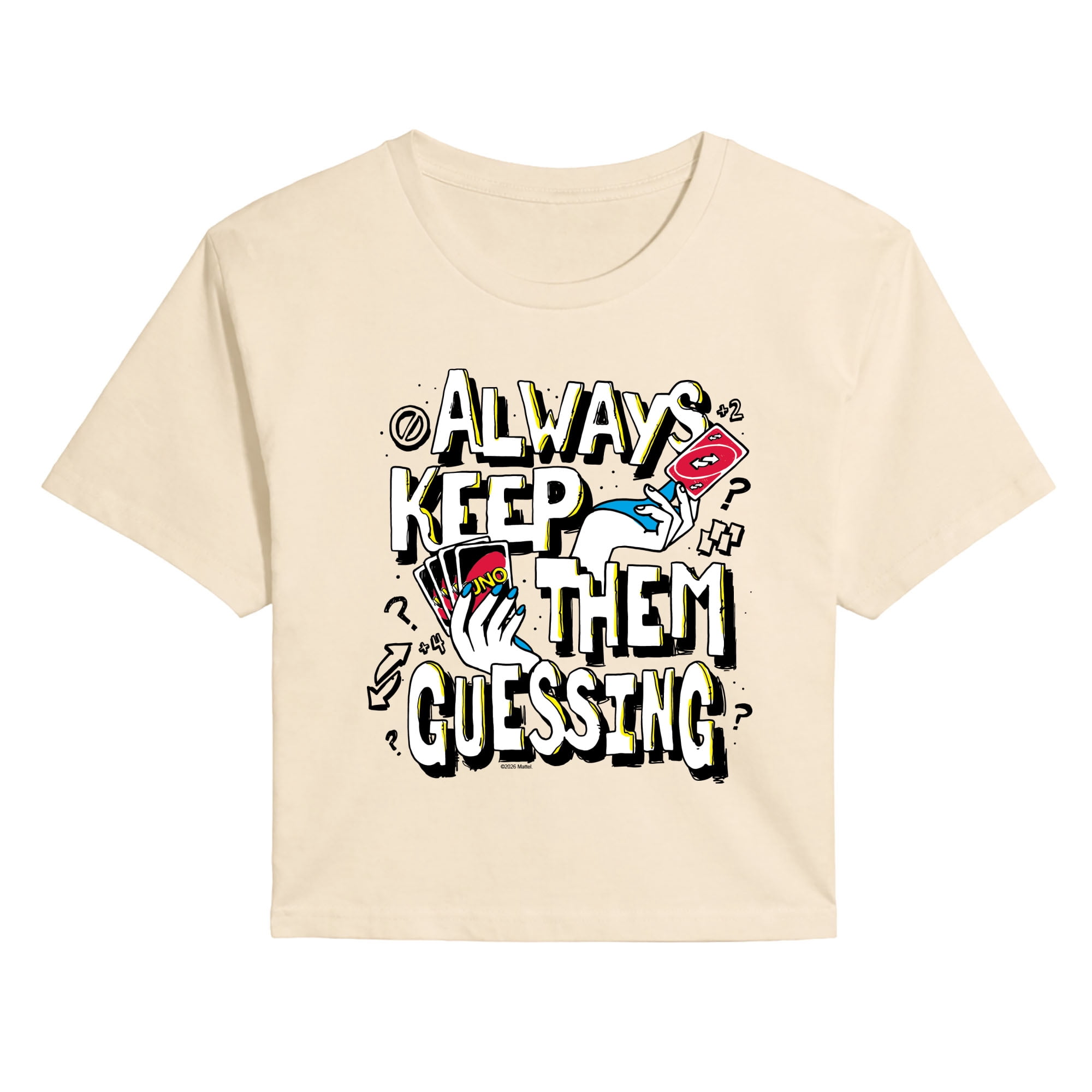 UNO - Keep Them Guessing - Juniors Cropped Graphic T-Shirt
