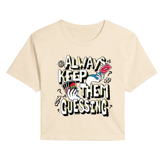 UNO - Keep Them Guessing - Juniors Cropped Graphic T-Shirt