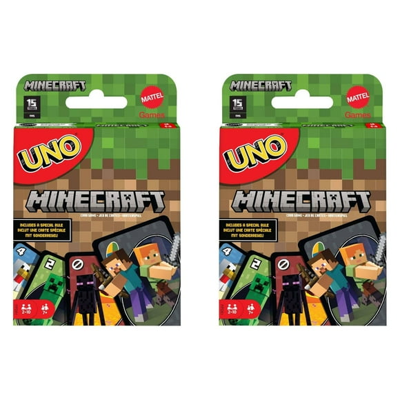 UNO Minecraft Card Game for Kids and Families, 2 to 10 Players, Ages 7 and Up (Pack of 2)