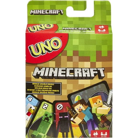 UNO Minecraft Card Game for Kids & Family, 2-10 Players, Ages 7 Years & Older