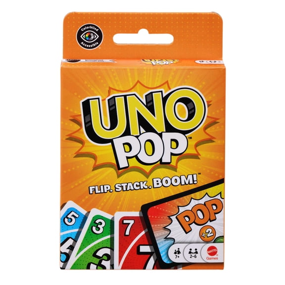 UNO Pop Card Game for Kids, Adult & Family Nights, 2-6 Players Ages 7+