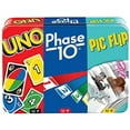 thumbnail image 1 of UNO Phase 10 and Pic Flip 3 Mattel Card Game for Players 7 Year Old and Up, 1 of 6