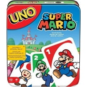 UNO Super Mario Card Game in Storage Tin, Video Game-Themed Deck & Special Rule, Gift for Kid, Adult & Family Game Nights, Ages 7 Years Old & Up