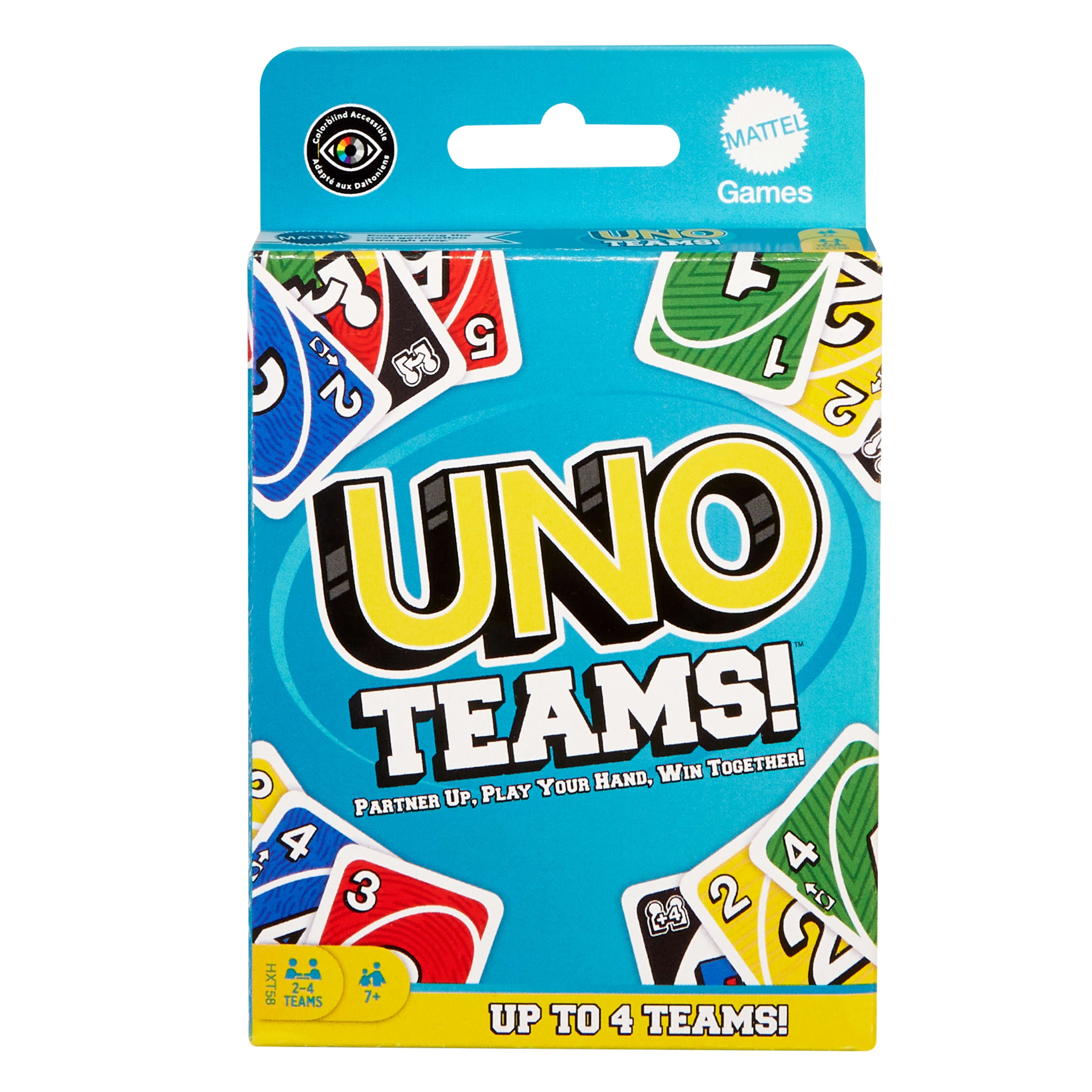 UNO Teams Card Game for Family Nights, Game Nights, Travel, Camping & Parties, Colorblind Accessible