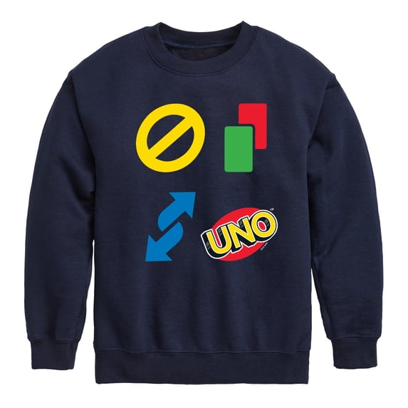 UNO - Toddler And Youth Crewneck Fleece Sweatshirt Boys' Graphic Long Sleeve Fleece Sweatshirt
