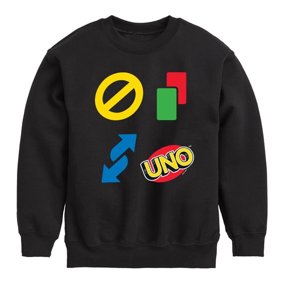 UNO - Toddler And Youth Crewneck Fleece Sweatshirt Boys' Graphic Long Sleeve Fleece Sweatshirt