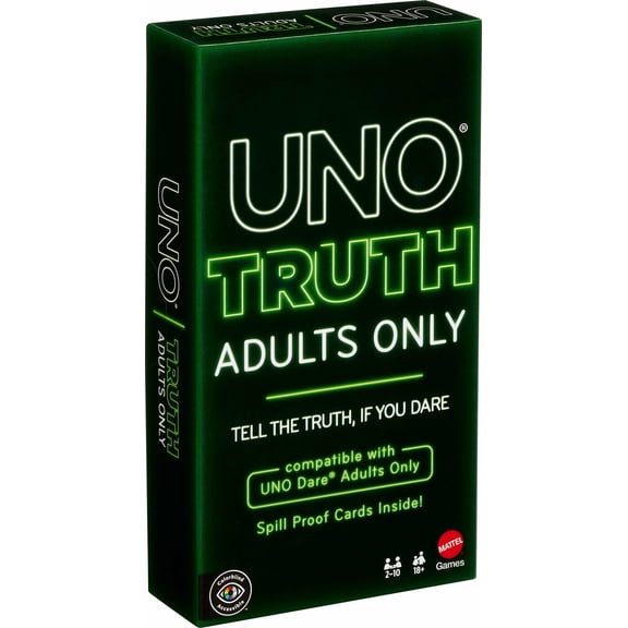 UNO Truth Adults Only Card Game, 4-Level Raciness Play for Travel, Dorm, Camping & Party