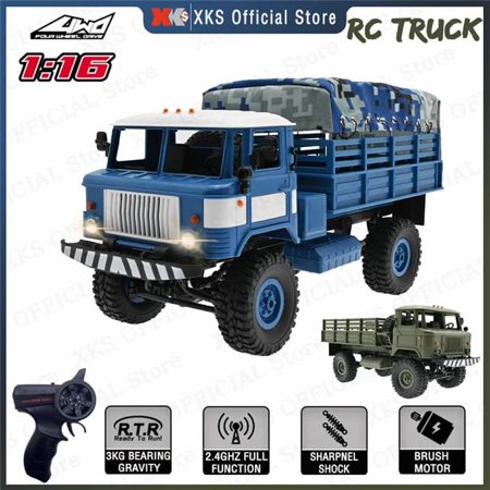 UNO1RC NM62432 B24 1 by 16 RC Truck GAZ-66 Model 4X4 Off Road 2.4G Remote Control LED Light Climbing RTR Kit RC Military Toy Car Gift for Boy