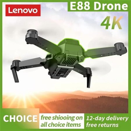 UNO1RC NM59232 E88 Drone Professional 4K HD Dual Cameras LED Lighting Aerial Photography Omni-Directional Foldable RC FPV Helicopter Toy