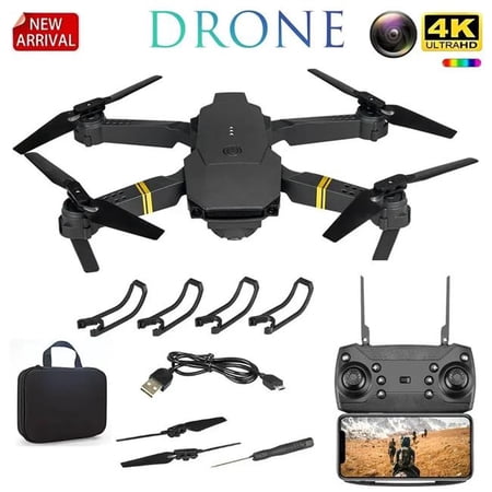 UNO1RC NM58233 E88Pro RC Drone 4K Professional with 1080P Wide Angle HD Camera Foldable Helicopter Wi-Fi FPV Height Hold Gift Toy - Black