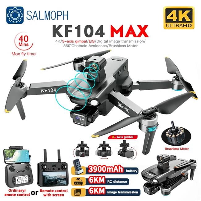 UNO1RC NM62533 KF104MAX Professional Drone with 4K Camera 3-Axis Gimbal ...
